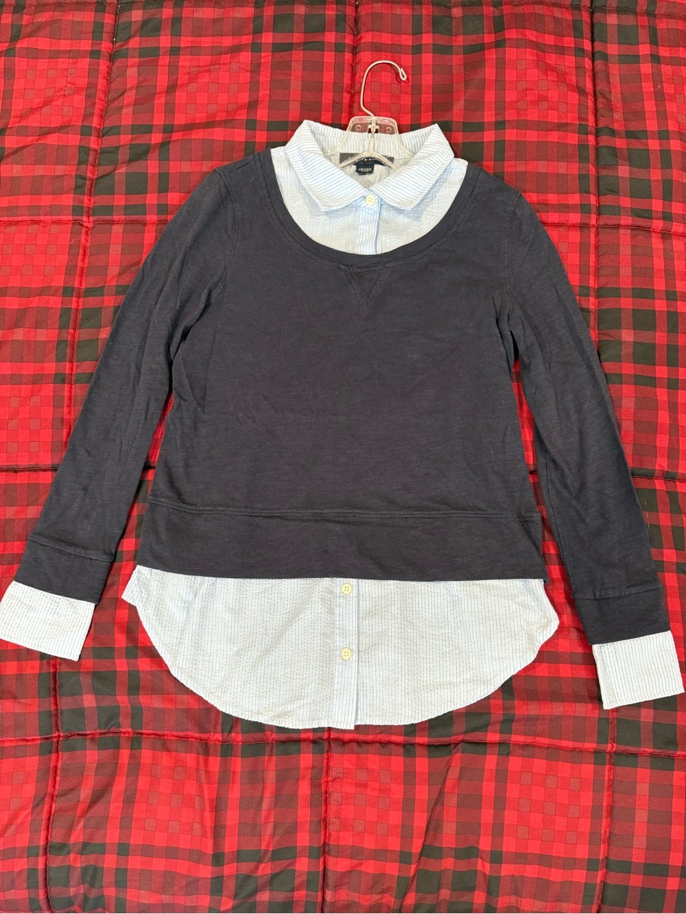 Tommy Hilfiger Blue Preppy Collegiate Collared Shirt Women’s Small